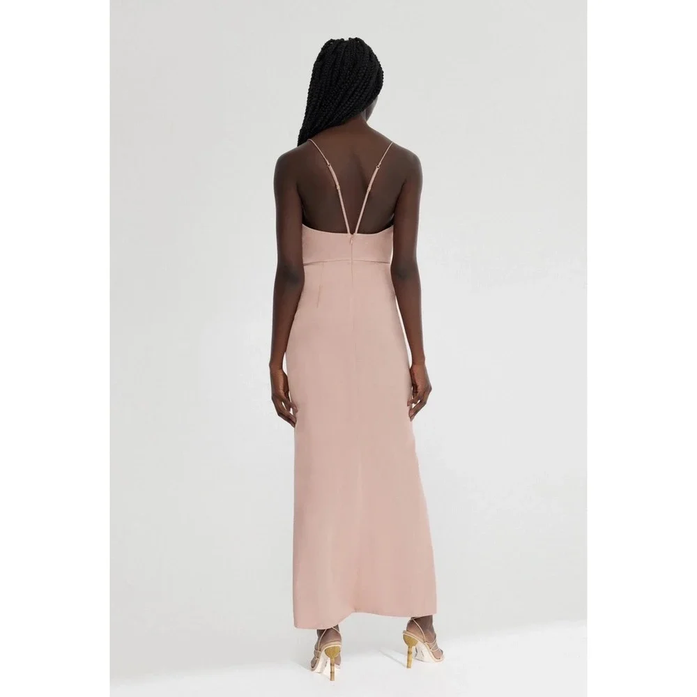 Significant Other Aria Satin Cowl Midi Dress Blush Pink Ruched Slip US 6 AU 10 - Picture 2 of 8